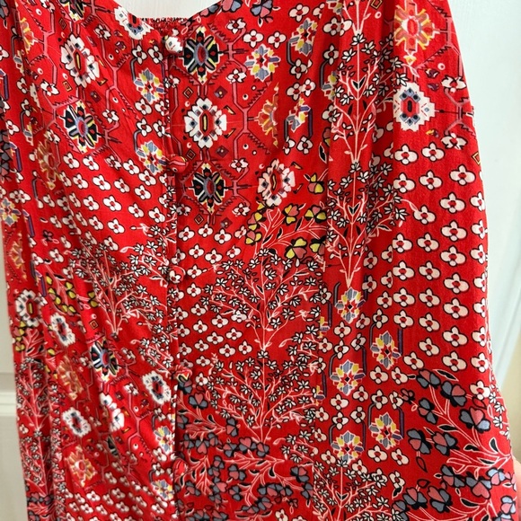 Abel The Label Lola Women Size L Midi Dress Button Front Ruffle Hi Lo Hem Cutout - Picture 4 of 11
